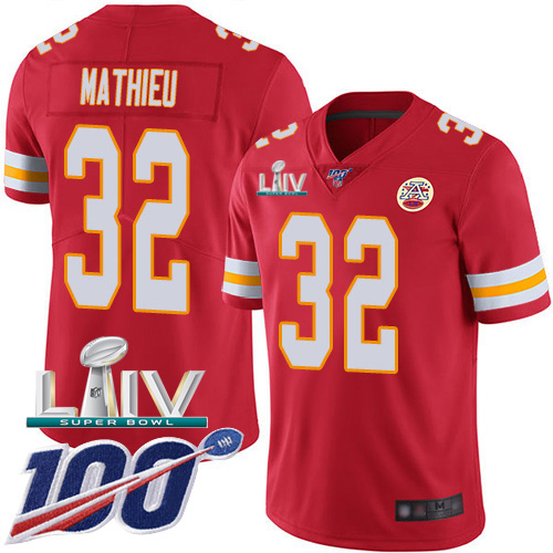 Kansas City Chiefs Nike 32 Tyrann Mathieu Red Super Bowl LIV 2020 Team Color Men Stitched NFL 100th Season Vapor Untouchable Limited Jersey